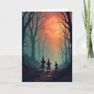 Goblins and a Fiery Moon Halloween Card