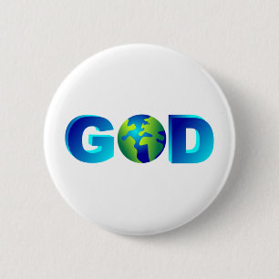 God 6 Cm Round Badge
