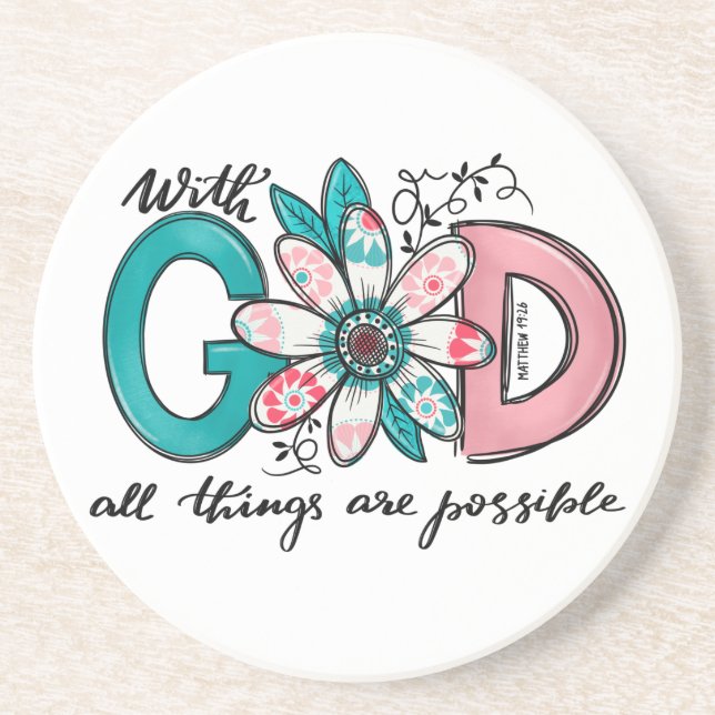 God all Things are Possible Christian Coaster (Front)