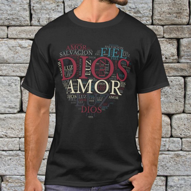 God And Faith Heart Men's Christian Spanish T-Shirt (Creator Uploaded)