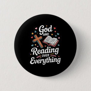 God And Reading Over Everything Bible Faith 6 Cm Round Badge