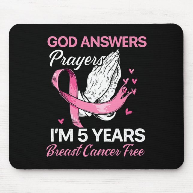 God Answers Prayers Breast Cancer Survivor Christi Mouse Mat (Front)