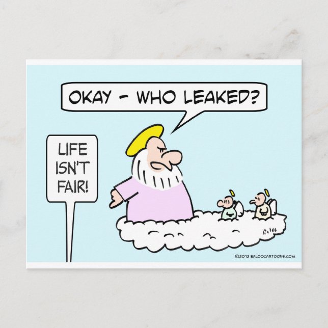 God asks angels who leaked. postcard (Front)