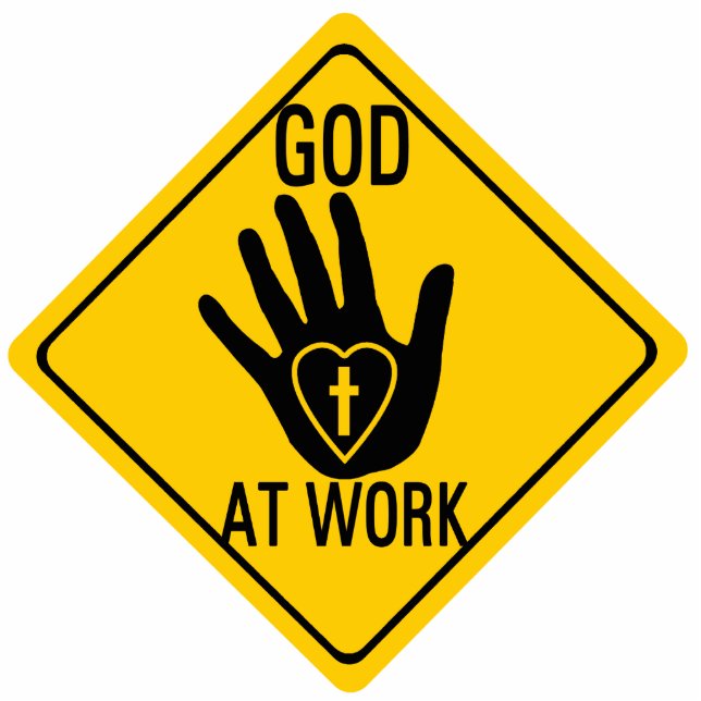 GOD AT WORK. HEALING HAND LOVE HEART CROSS JESUS PHOTO SCULPTURE KEY RING (Front)