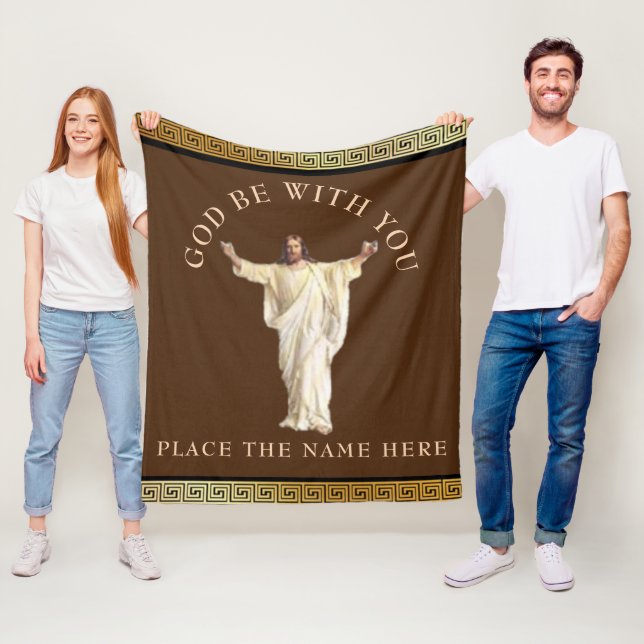 "GOD BE WITH YOU" Personalised Gift Comforting Fleece Blanket (In Situ)
