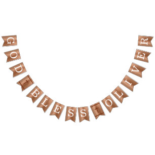 God Bless 6 Letters Copper Baptism First Communion Bunting