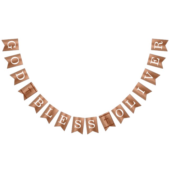 God Bless 6 Letters Copper Baptism First Communion Bunting (All)