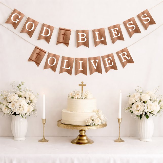 God Bless 6 Letters Copper Baptism First Communion Bunting (Creator Uploaded)
