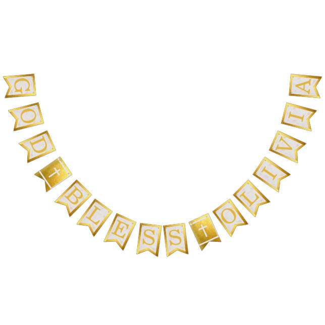 God Bless 6 Letters Gold Marble Baptism Communion Bunting (All)