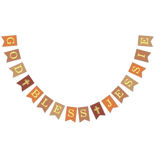 God Bless 6 Letters Neutrals Baptism Confirmation Bunting (All)