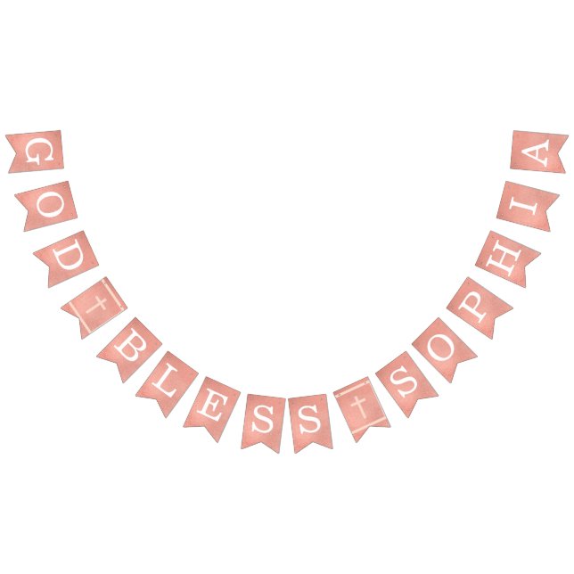 God Bless 6 Letters Rose Gold Baptism Communion Bunting (All)