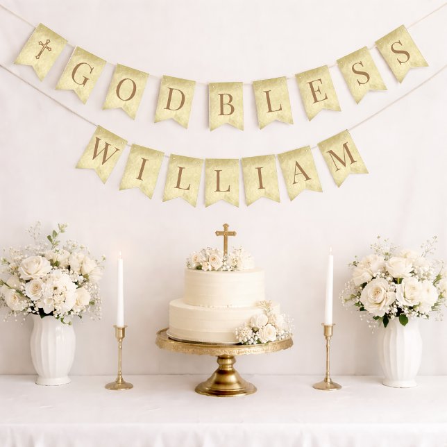 God Bless 7 Letters Brown Parchment Confirmation Bunting (Creator Uploaded)