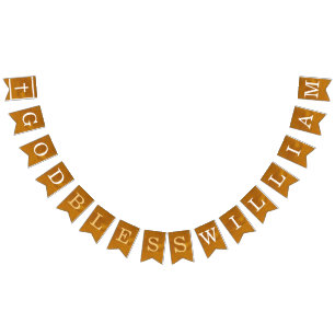 God Bless 7 Letters Name Gold Baptism Communion Bunting