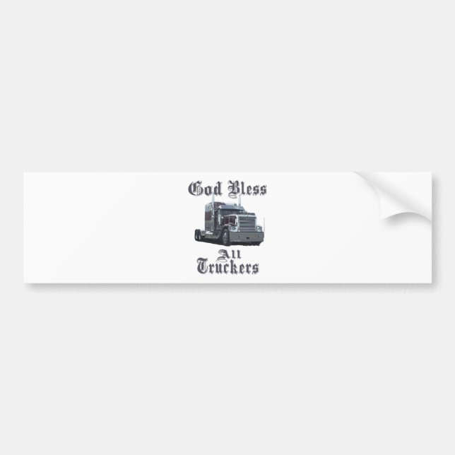 God Bless All Truckers Bumper Sticker (Front)