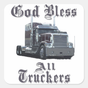 God Bless All Truckers Square Sticker