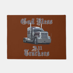 God Bless All Truckers Welcome Mat