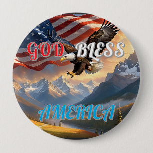 GOD BLESS AMERICA 10 CM ROUND BADGE