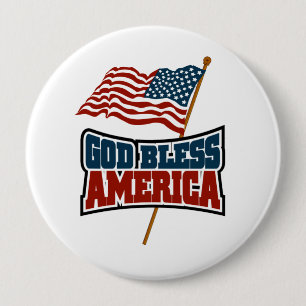 God Bless America 10 Cm Round Badge