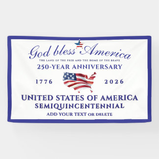 God Bless America 250 Semiquincentennial Blue Banner