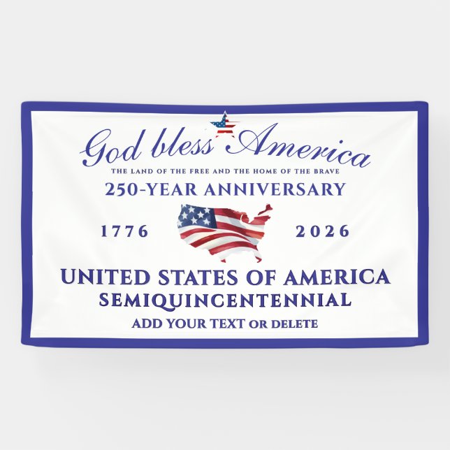 God Bless America 250 Semiquincentennial Blue Banner (Horizontal)