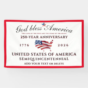 God Bless America 250 Semiquincentennial Red Banner