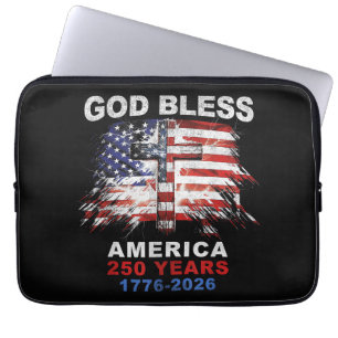 God Bless America 250 Years 1776-2026 Christian Cr Laptop Sleeve