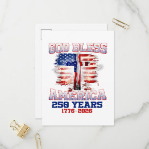 God Bless America 250 Years 1776 2026 Invitation Postcard