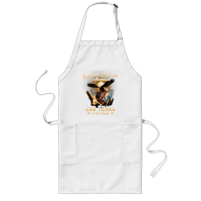 God Bless America 250 Years 1776-2026 Long Apron (Front)