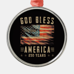 God Bless America 250 Years 1776-2026 Metal Tree Decoration