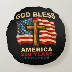 God Bless America 250 Years 1776-2026 Round Cushion
