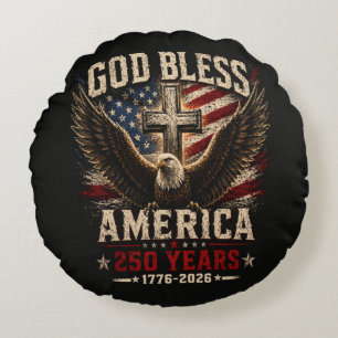 God Bless America 250 Years 1776-2026 Round Cushion