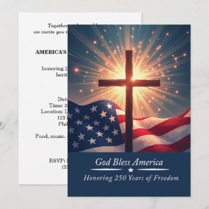 God Bless America 250th Anniversary Religious Invitation