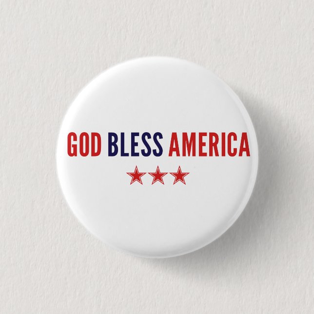 God Bless America 3 Cm Round Badge (Front)