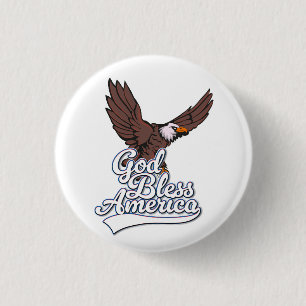 God Bless America 3 Cm Round Badge