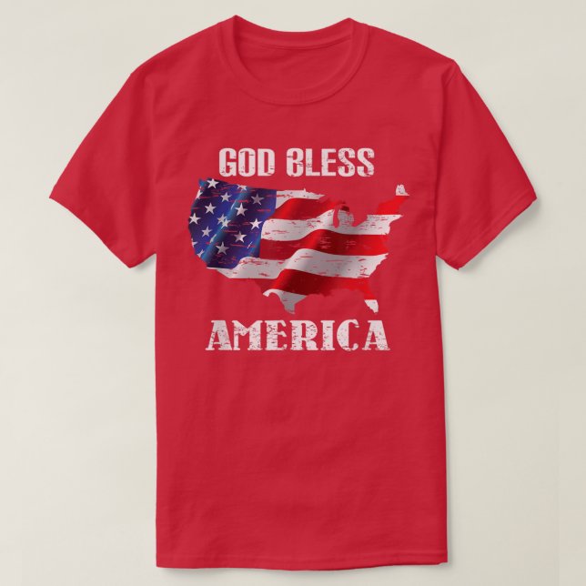 God Bless America   4th of July  Flag Tee Gift  (Design Front)