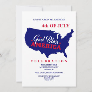 God Bless America 4th of July Invitation