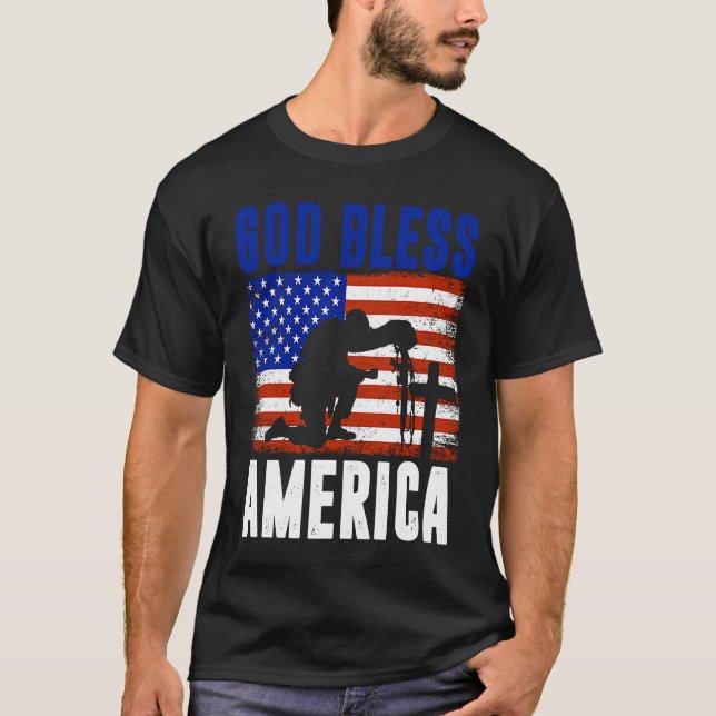 God Bless America 4th of July USA Flag Patriotic C T-Shirt (Front)