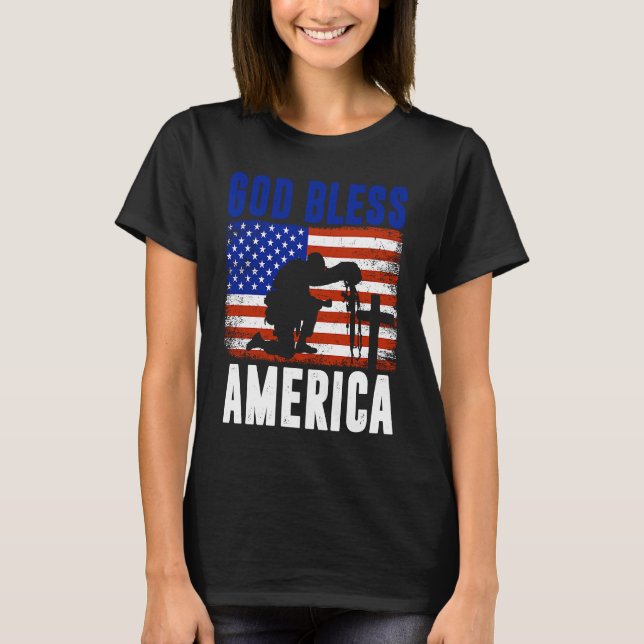 God Bless America 4th of July USA Flag Patriotic C T-Shirt (Front)