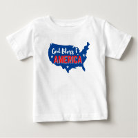 God Bless America 4th of July with America Map T-S