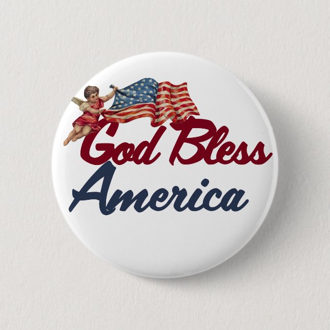 God bless America 6 Cm Round Badge (Front)