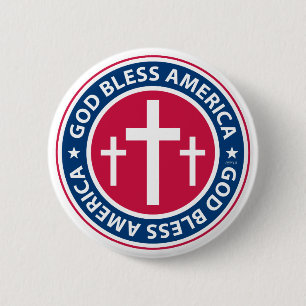 God Bless America 6 Cm Round Badge