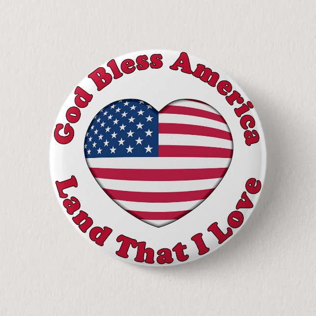 God Bless America 6 Cm Round Badge (Front)