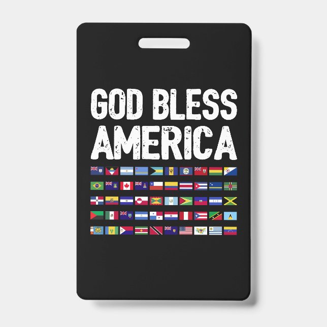 God Bless America All Countries Latino Pride I ID Badge (Front)