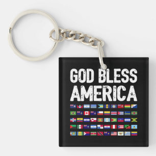 God Bless America All Countries Latino Pride I Key Ring
