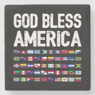 God Bless America All Countries Latino Pride I Stone Coaster