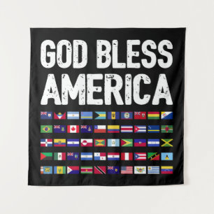 God Bless America All Countries Latino Pride I Tapestry