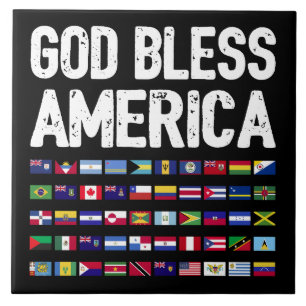 God Bless America All Countries Latino Pride I Tile