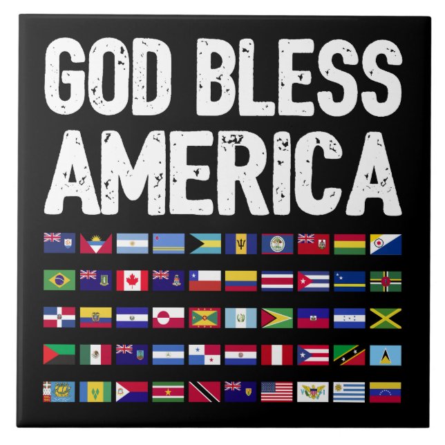 God Bless America All Countries Latino Pride I Tile (Front)