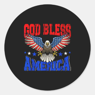 God bless america american eagle flag 4th july classic round sticker