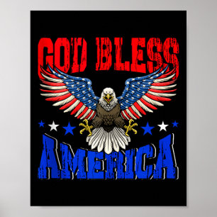 God bless america american eagle flag 4th julyGod Poster